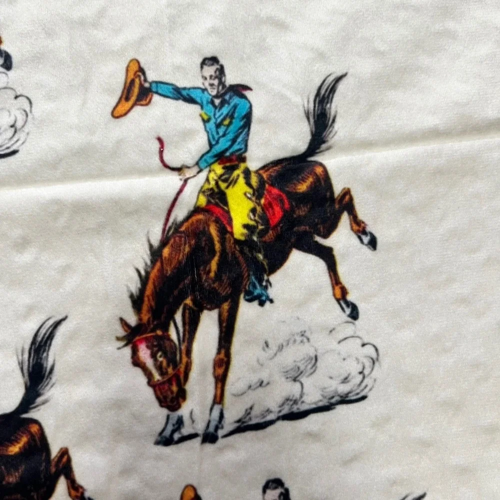Rustic Rooster Western Cowboy Bronc Rider Minky Dot Baby Blanket Black soft